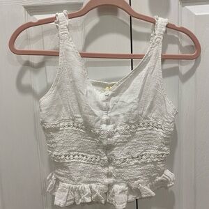 White Sleeveless Ruffle Top